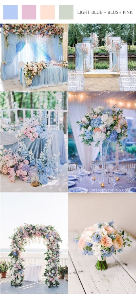 20 Light Blue And Blush Pink Wedding Colors For Spring Summer 2024