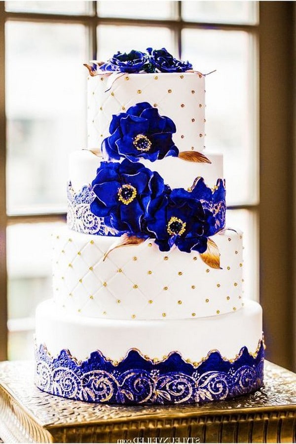 royal blue wedding cake designs