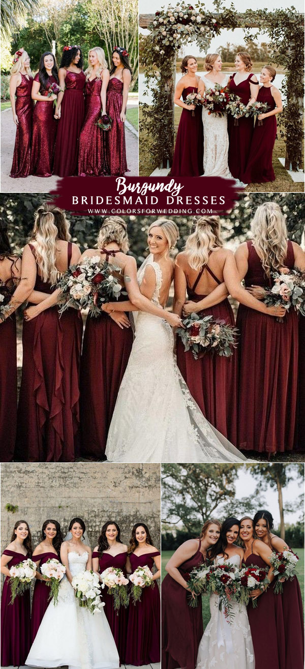 fall burgundy wine deep red bridesmaid dresses | Colors for Wedding