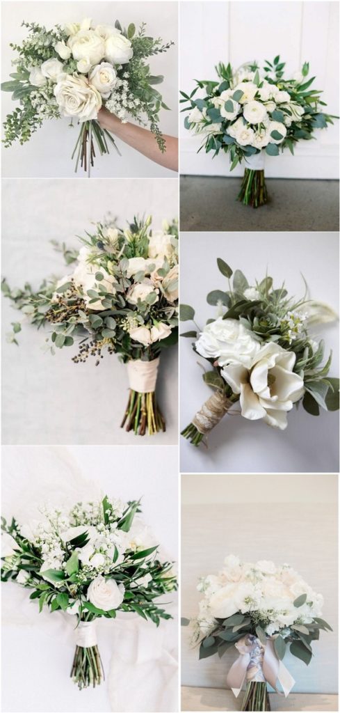 Chic Simple White And Greenery Wedding Bouquets4 489x1024 