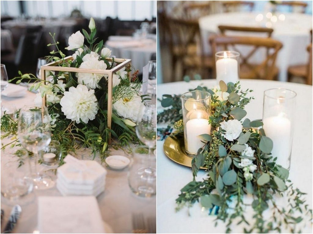 Simple Chic Greenery Wedding Centerpieces 1024x767 