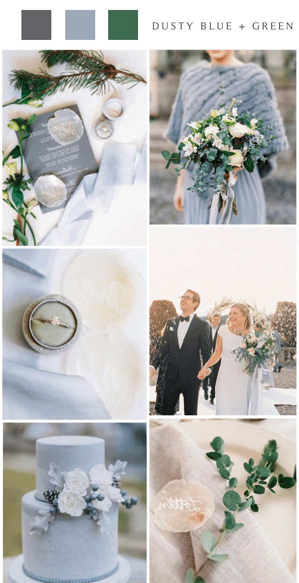 outdoor winter wedding dusty blue grey wedding color ideas #wedding #weddingcolors #weddingideas #winterweddings