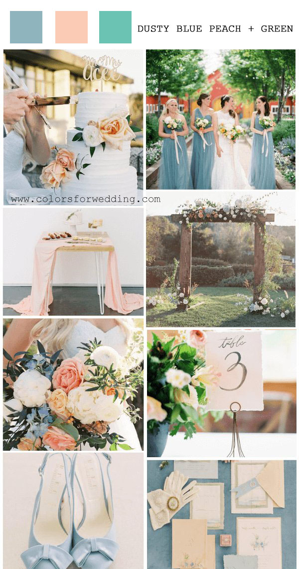 Dusty Blue Peach Greenery Spring Wedding Color Ideas ?is Pending Load=1