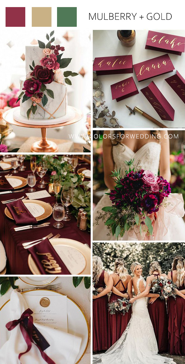 mulberry and gold wedding color idea | Colors for Wedding