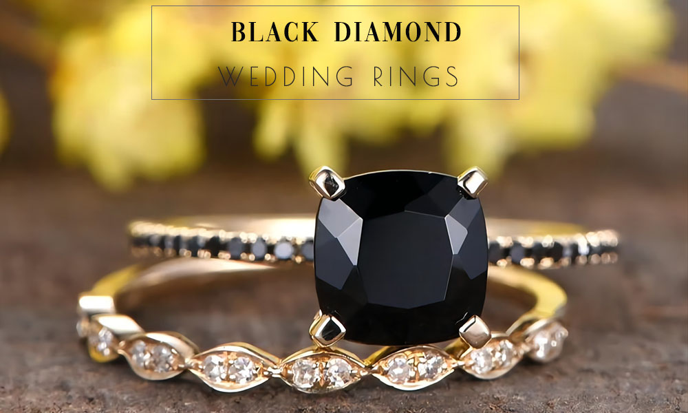 Gold band with hot sale black diamonds