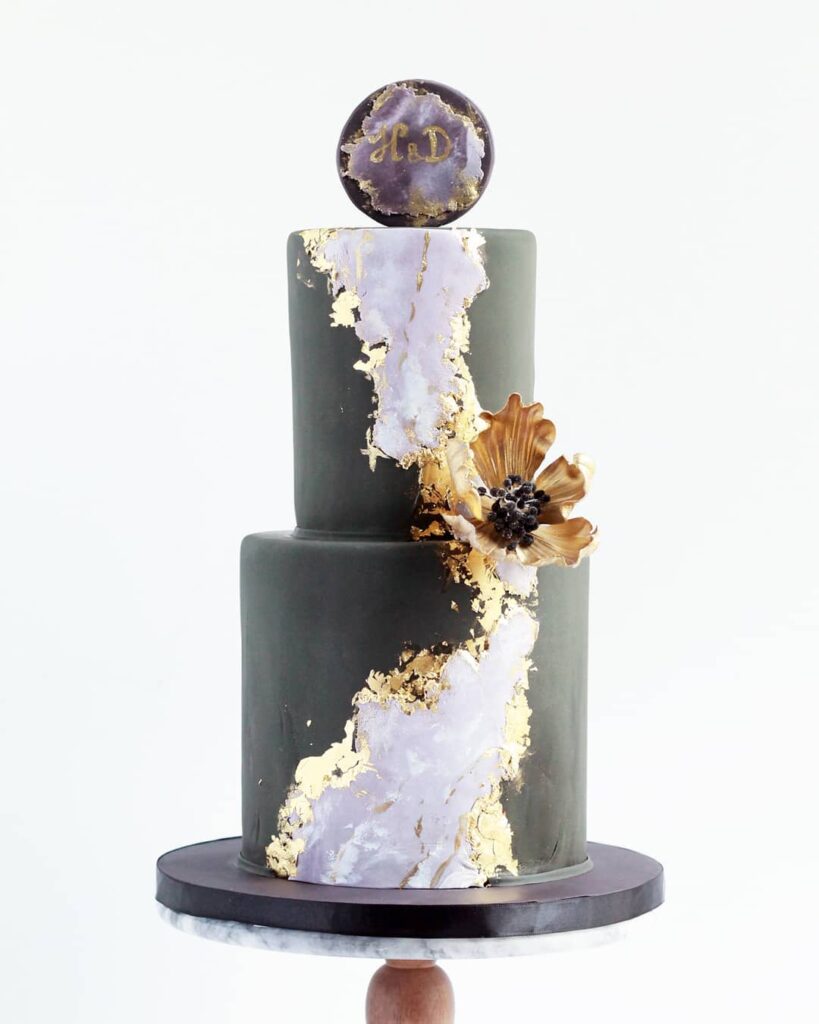 Top 15 Breathtaking Black Wedding Cakes 2024 CFC   Black Geode Wedding Cake 819x1024 